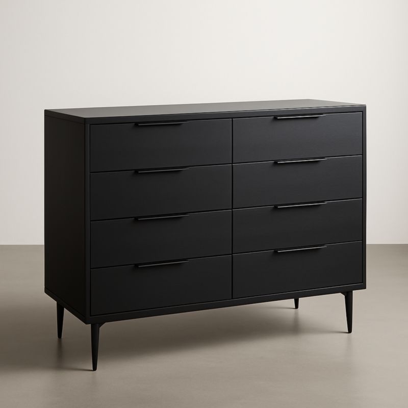 Commode en bois noire à 8 tiroirs