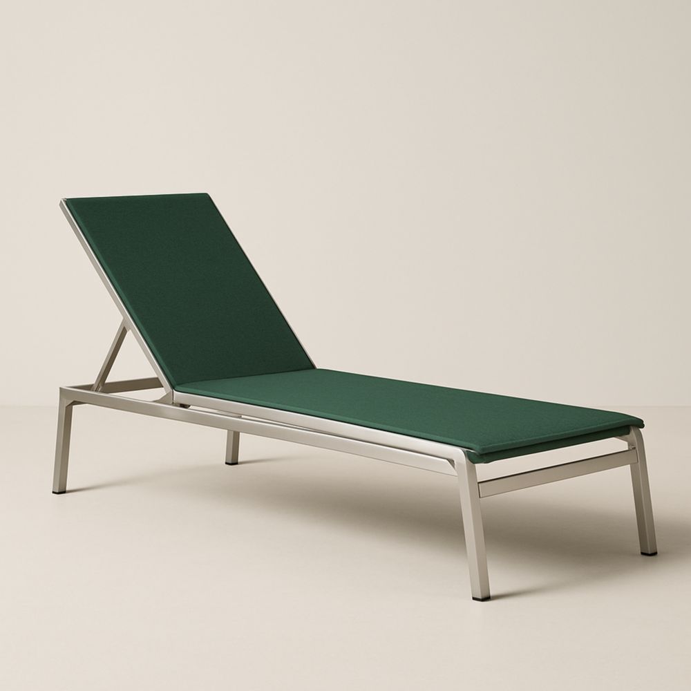 Chaise longue en acier inoxydable verte réglable 200x75x85 cm