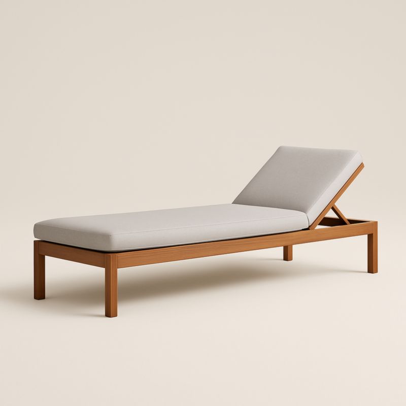 Chaise Longue en Bois et Tissu Réglable 200x70 cm