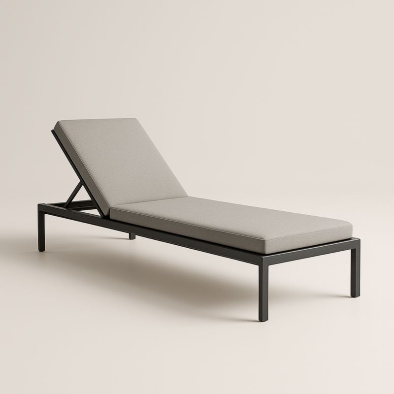 Chaise Longue Réglable en Aluminium avec Coussin en Polyester