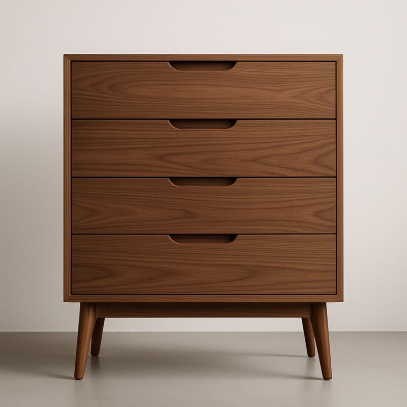 Commode en bois noyer 4 tiroirs 80cm