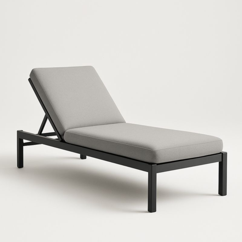 Chaise Longue en Aluminium avec Coussin en Polyester Gris