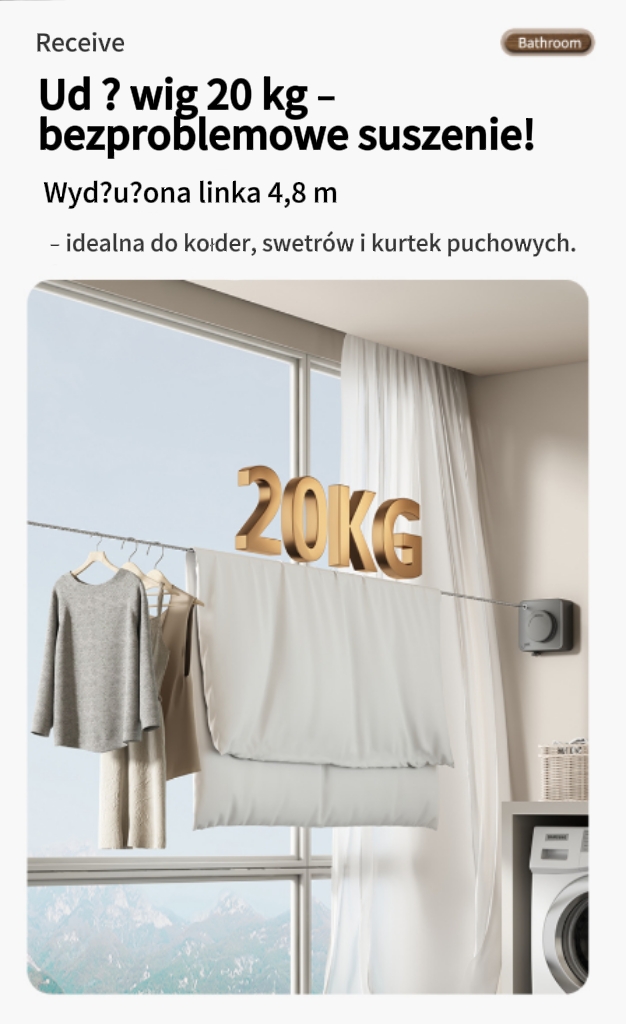 👉Brakuje miejsca na suszenie ubrań w mieszkaniu? Rozsuwana linka do suszenia – idealne rozwiązanie do małych przestrzeni