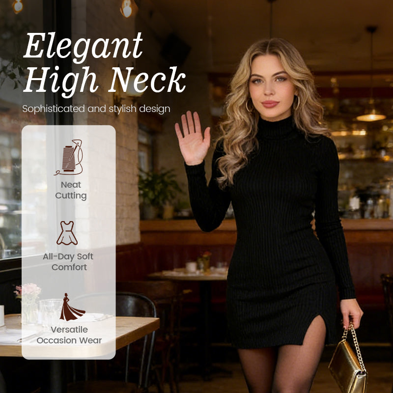 👗Dámské pletené žebrované bodycon mini šaty