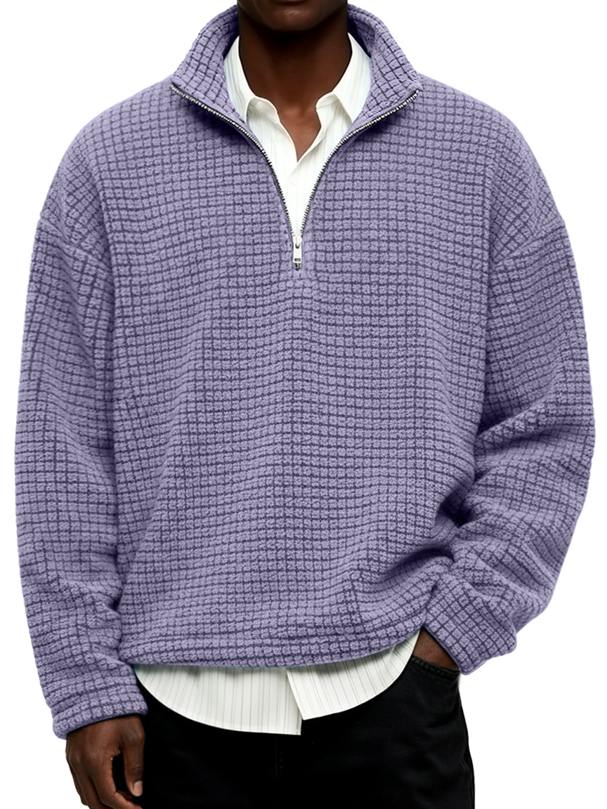 NEW🔥 Men's Daily Textured Stand Collar Zipper Casual Sweatshirt