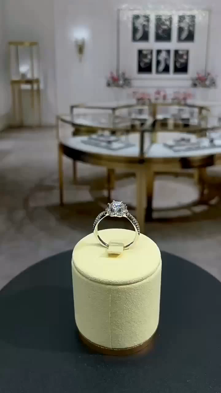 Round Cut Moissanite Diamond White 925 Sterling Silver Halo Engagement Ring