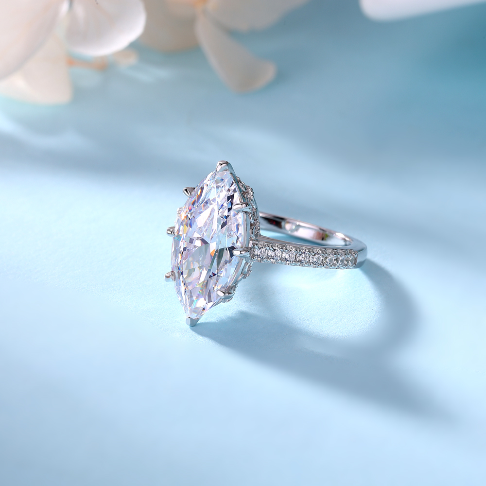 Marquise Cut Diamond White Sterling Silver Engagement Ring