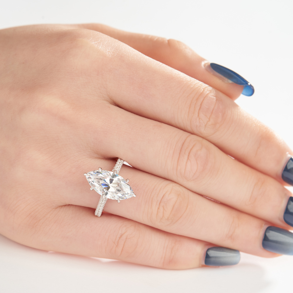 Marquise Cut Diamond White Sterling Silver Engagement Ring