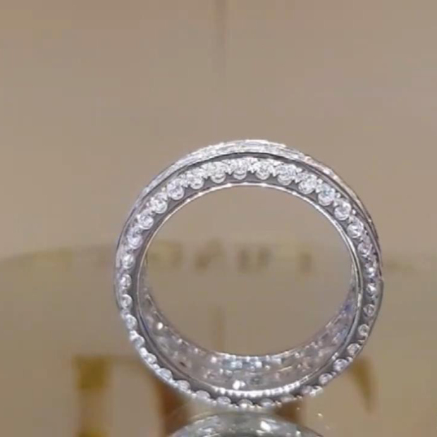 Princess Cut Diamond White Band in 925 Sterling Silver