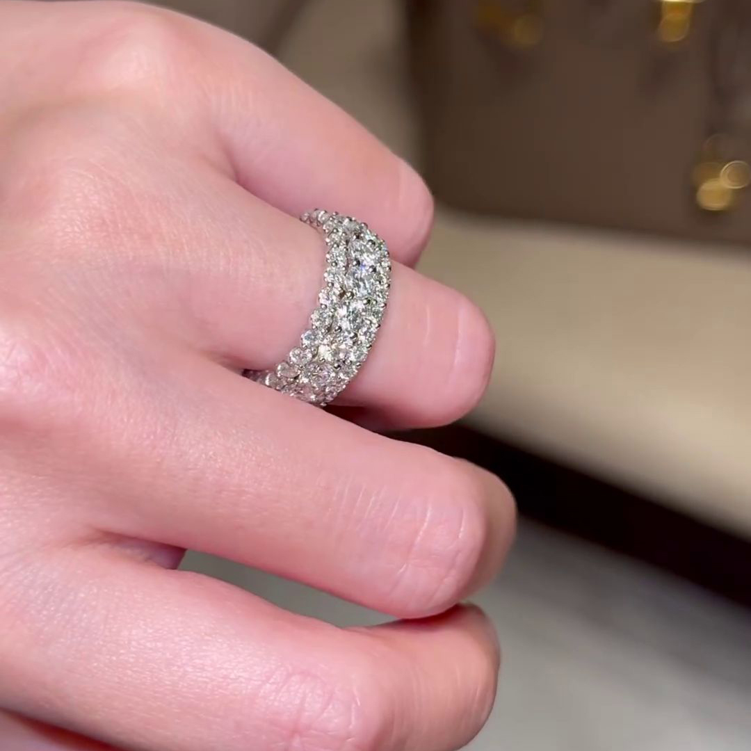 Round Cut Diamond White 925 Sterling Silver Stackable Band