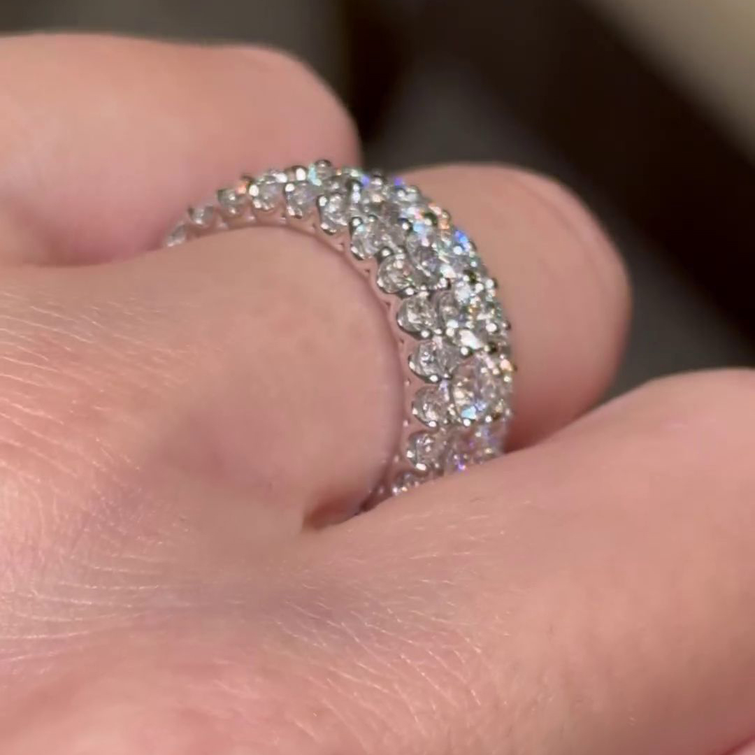 Round Cut Diamond White 925 Sterling Silver Stackable Band