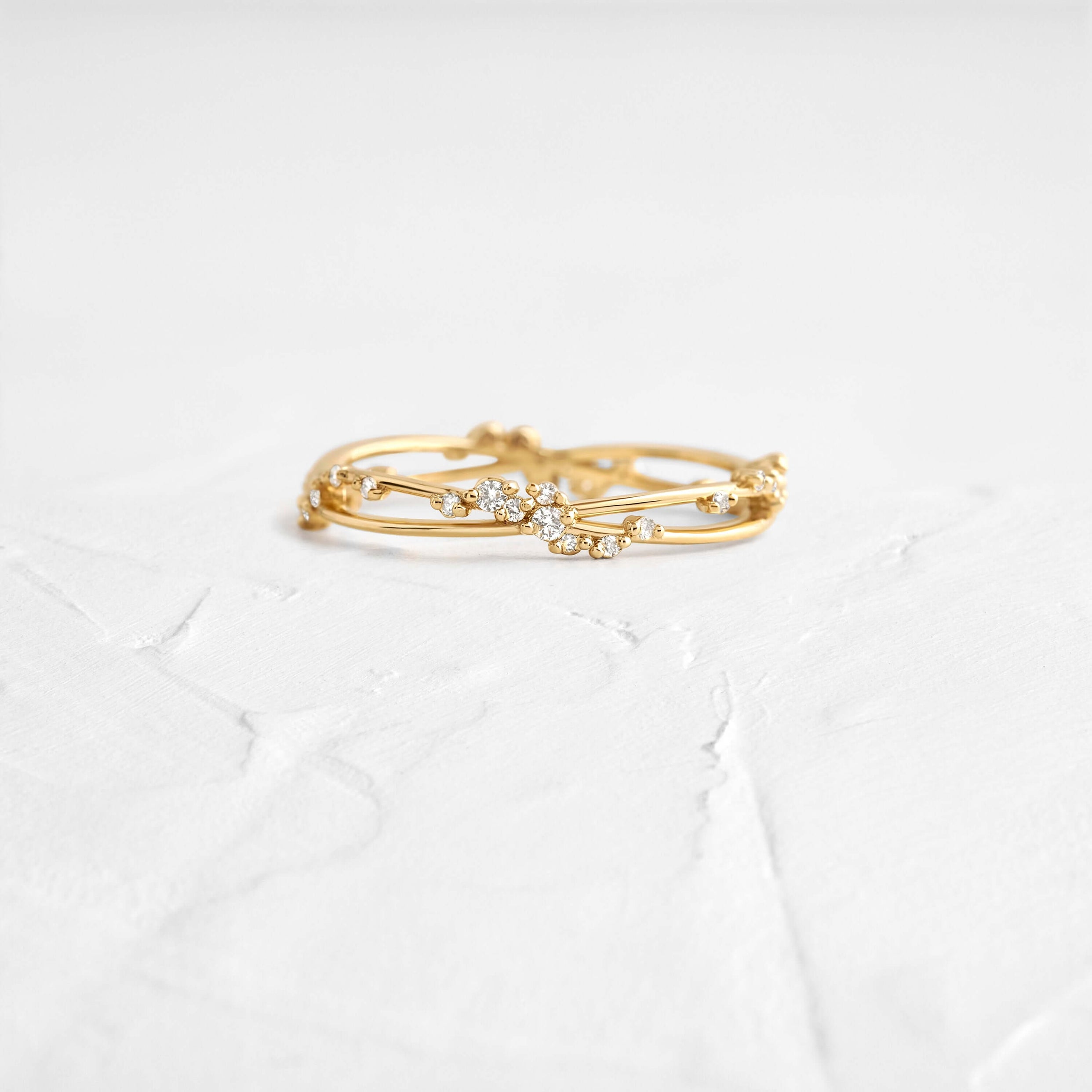 Round Cut Diamond White 925 Sterling Silver Yellow Gold Minimalist Stackable Band