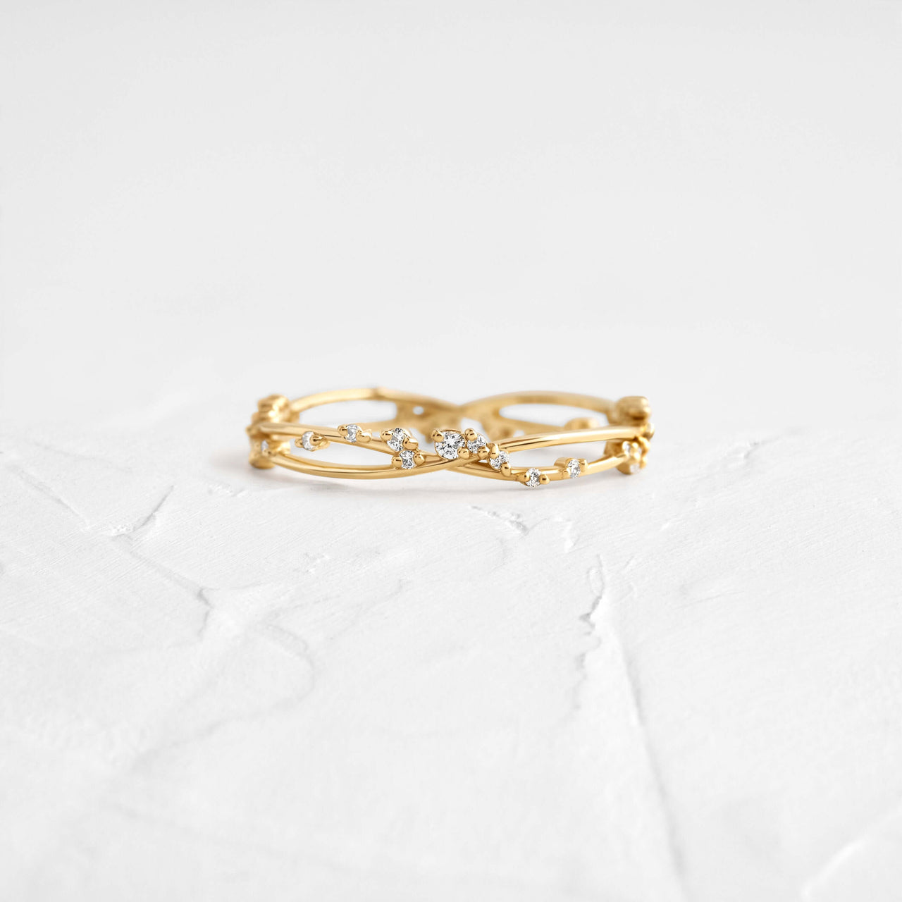 Round Cut Diamond White 925 Sterling Silver Yellow Gold Minimalist Stackable Band