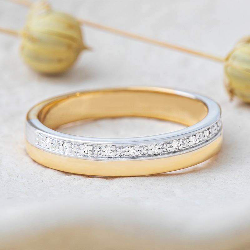 Round Cut Diamond White Sterling Silver Wedding Band