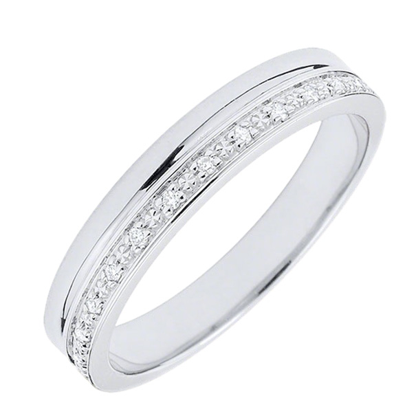 Round Cut Diamond White Sterling Silver Wedding Band