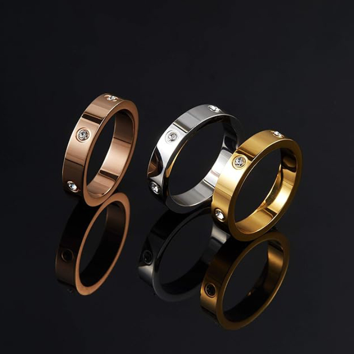 Round Cut Diamond White Sterling Silver Promise Ring Wedding Band