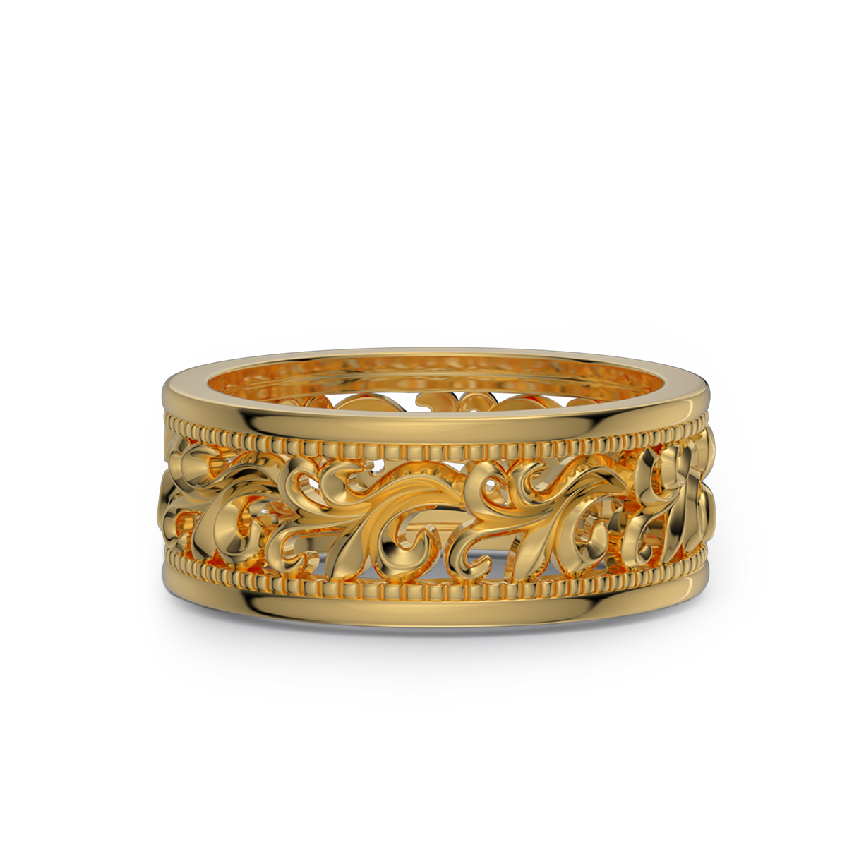 Sterling Silver Wedding Ring with Hollowed-out Patterns