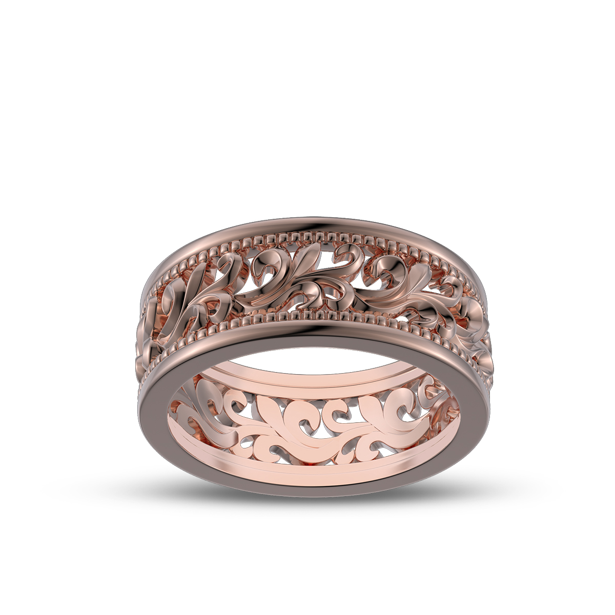 Sterling Silver Wedding Ring with Hollowed-out Patterns