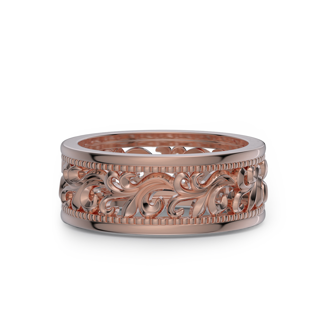 Sterling Silver Wedding Ring with Hollowed-out Patterns