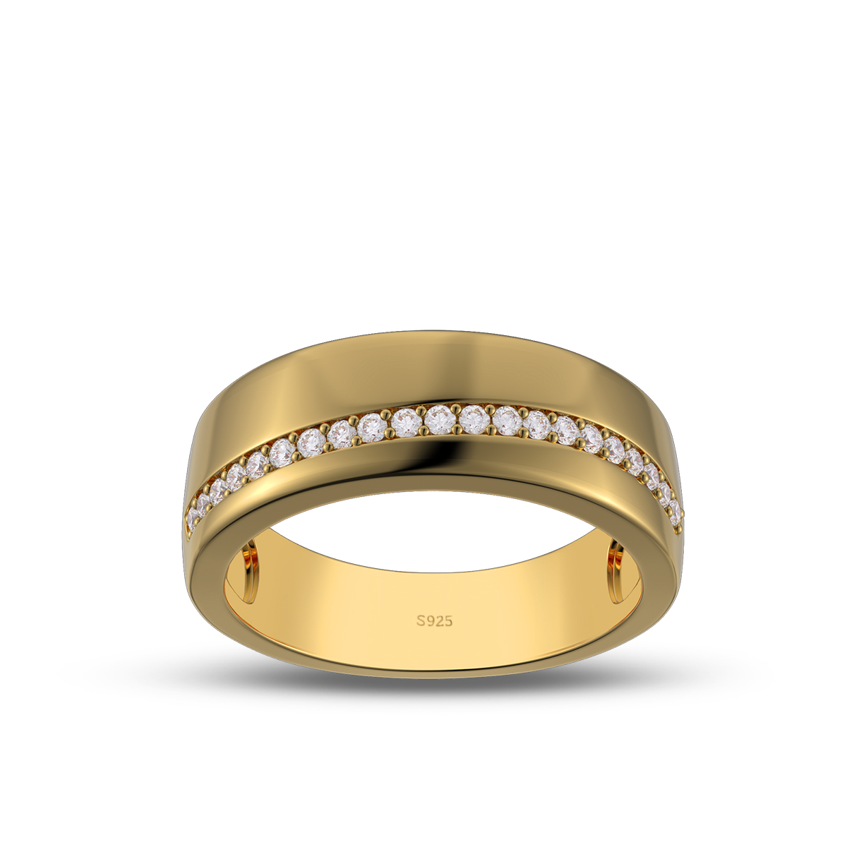 Round Cut Diamond White Sterling Silver Wedding Ring