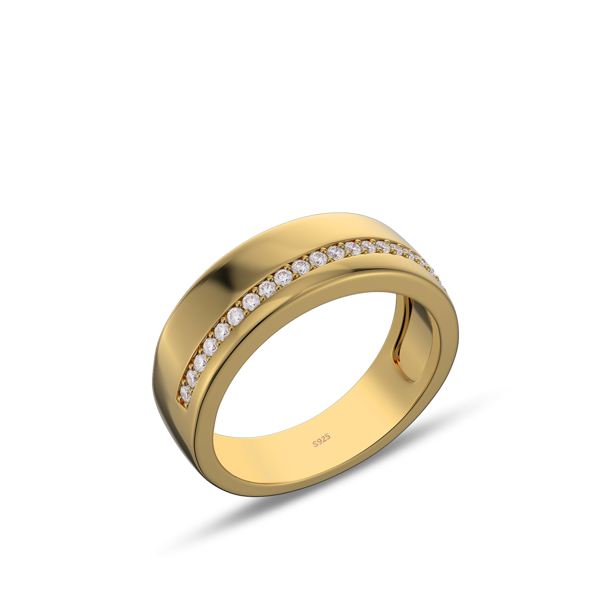 Round Cut Diamond White Sterling Silver Wedding Ring