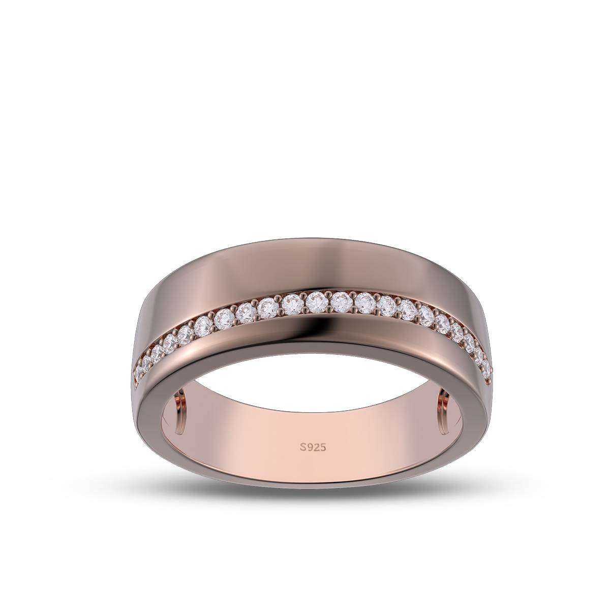 Round Cut Diamond White Sterling Silver Wedding Ring