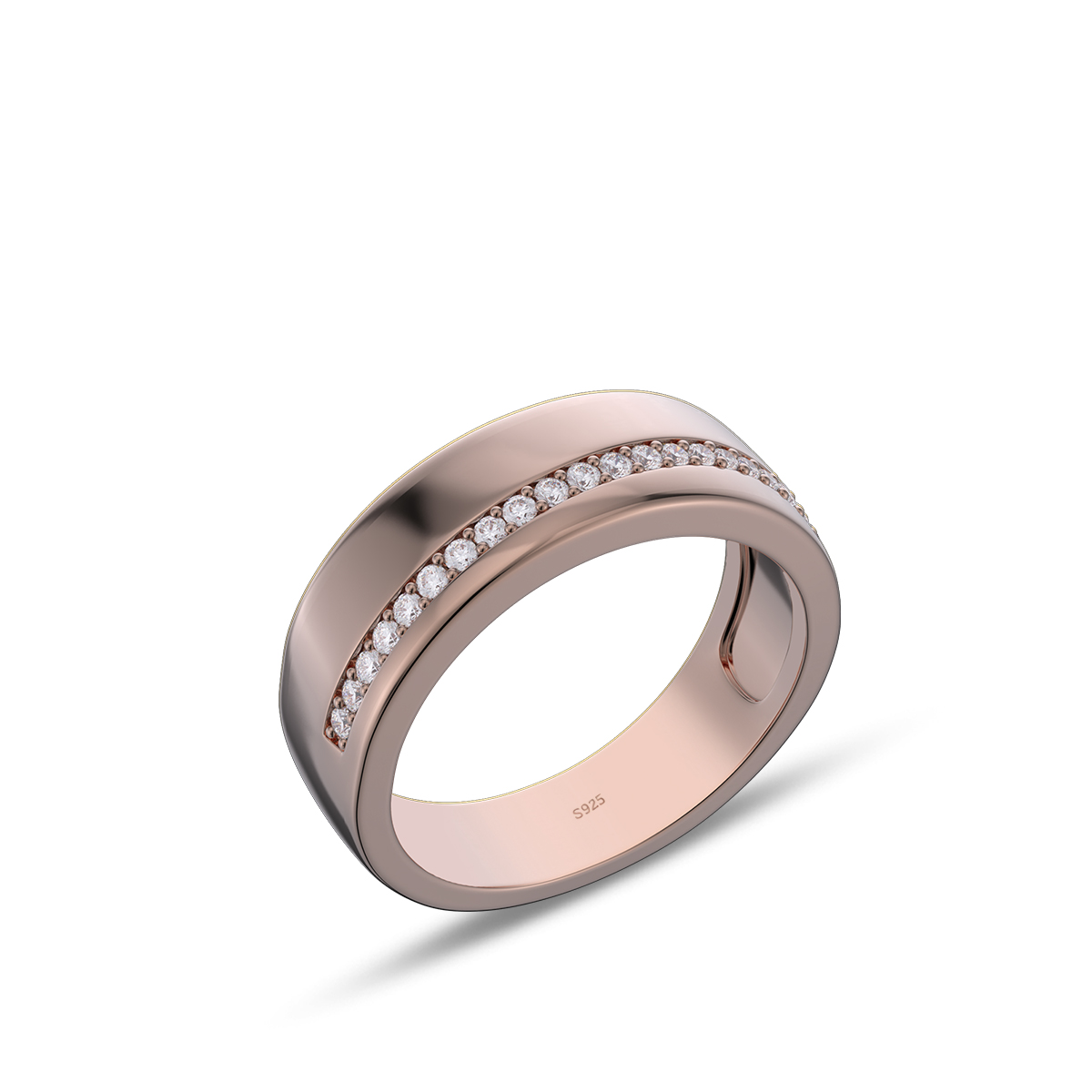 Round Cut Diamond White Sterling Silver Wedding Ring