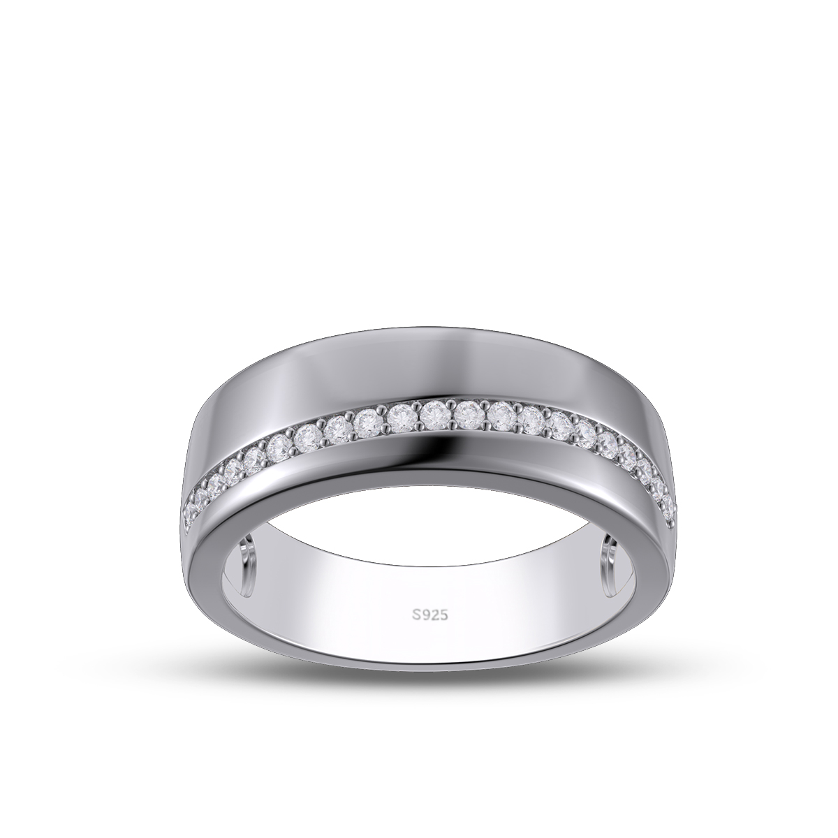 Round Cut Diamond White Sterling Silver Wedding Ring