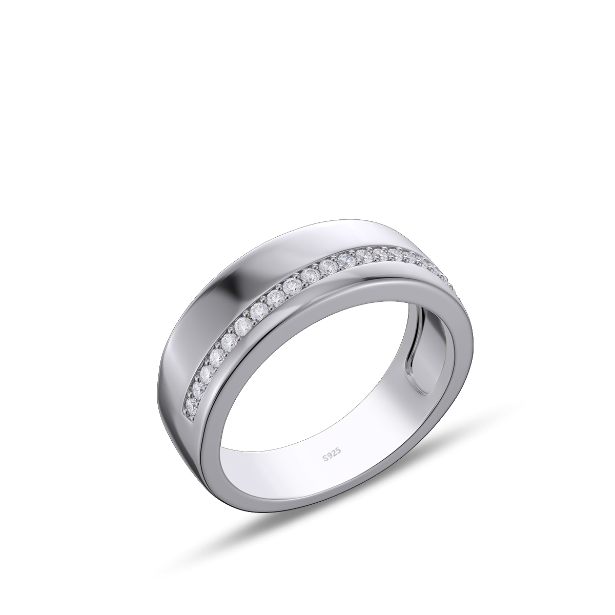 Round Cut Diamond White Sterling Silver Wedding Ring