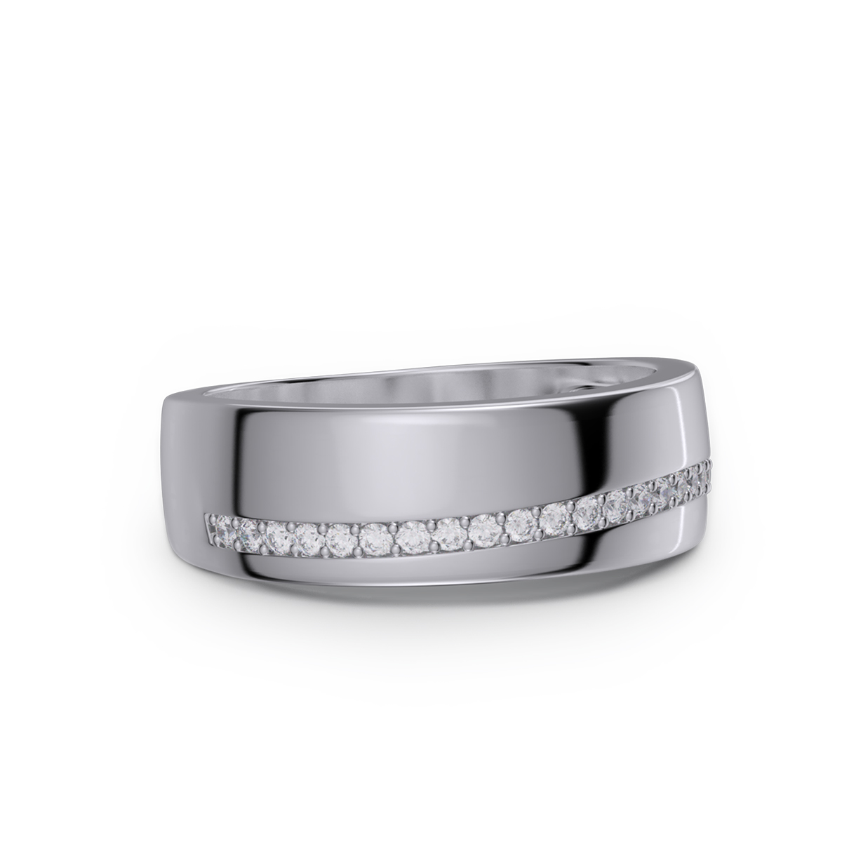 Round Cut Diamond White Sterling Silver Wedding Ring