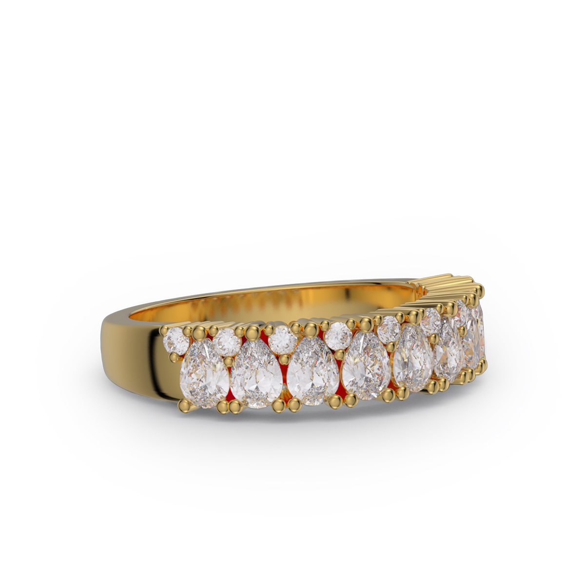 Pear Cut Diamond White Sterling Silver Wedding Ring