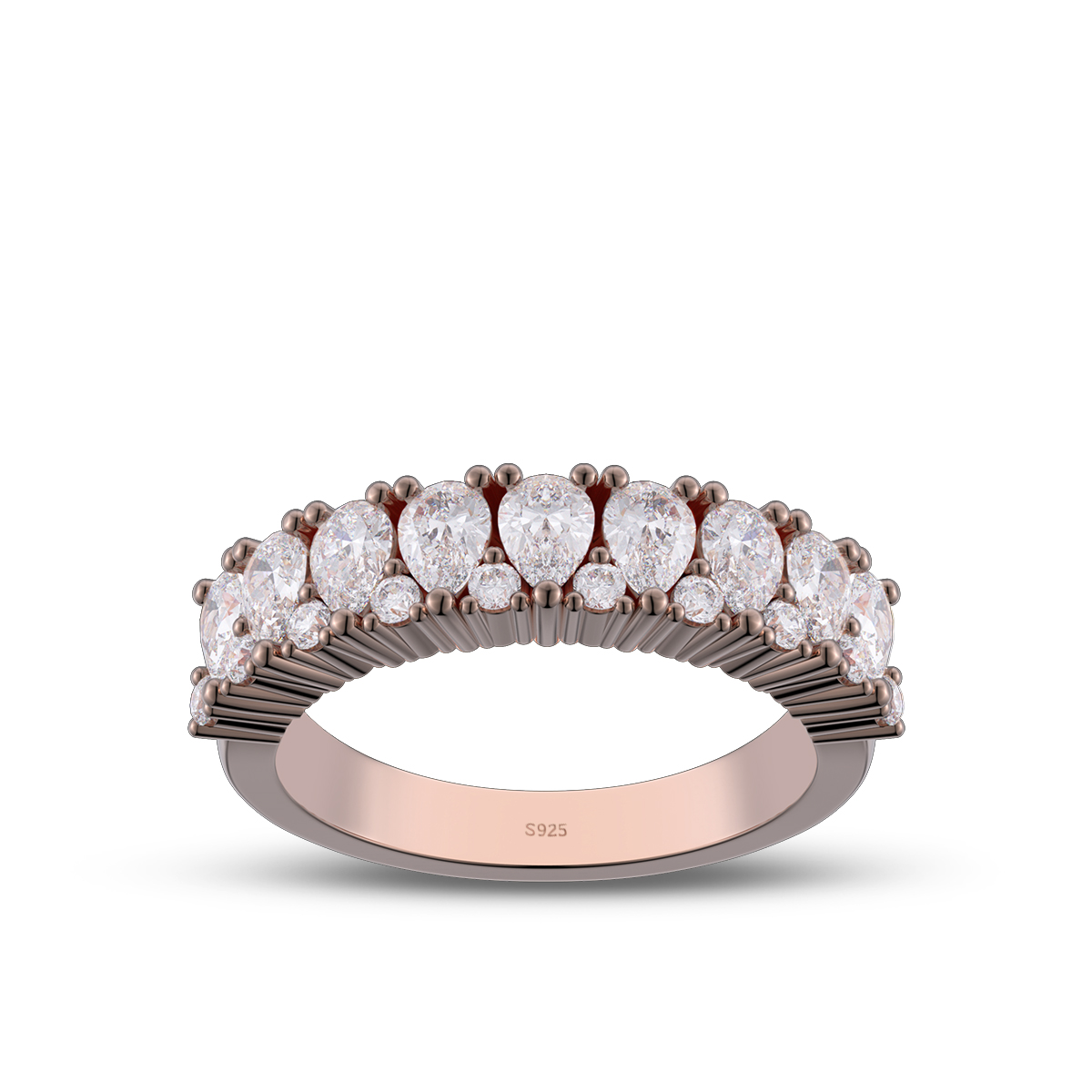 Pear Cut Diamond White Sterling Silver Wedding Ring