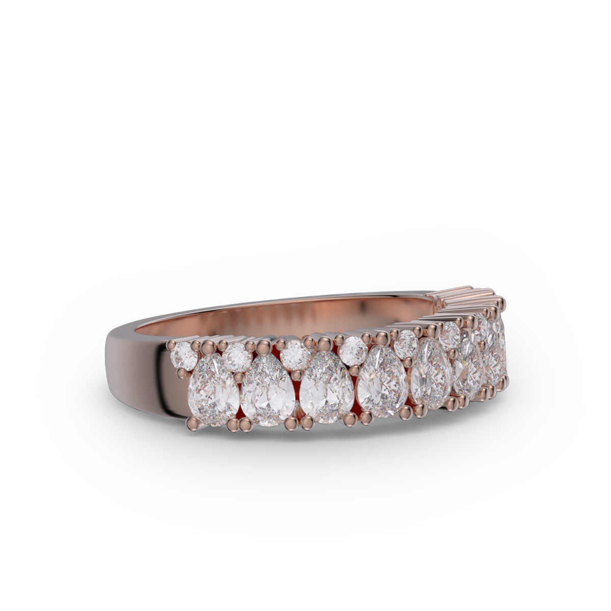 Pear Cut Diamond White Sterling Silver Wedding Ring