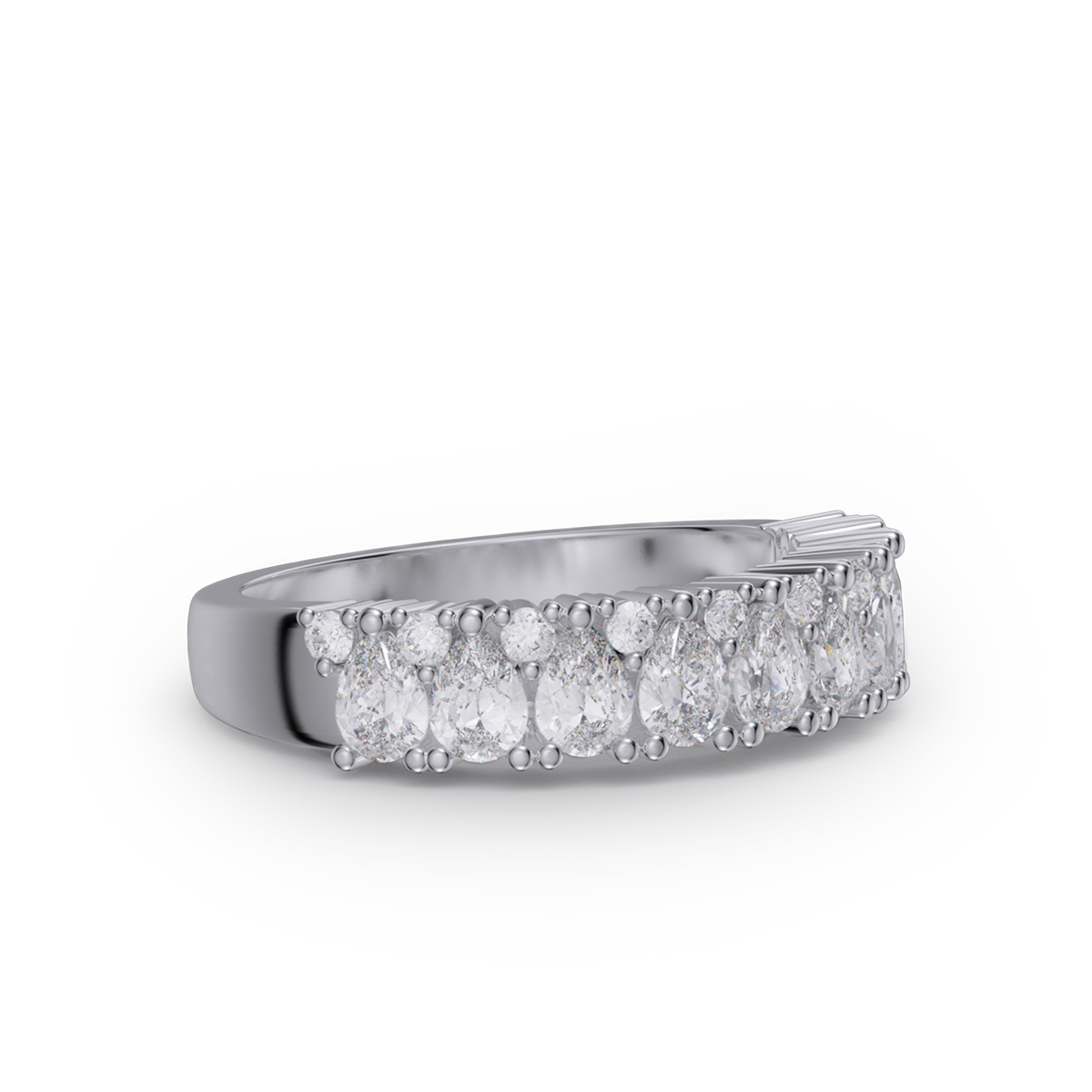 Pear Cut Diamond White Sterling Silver Wedding Ring