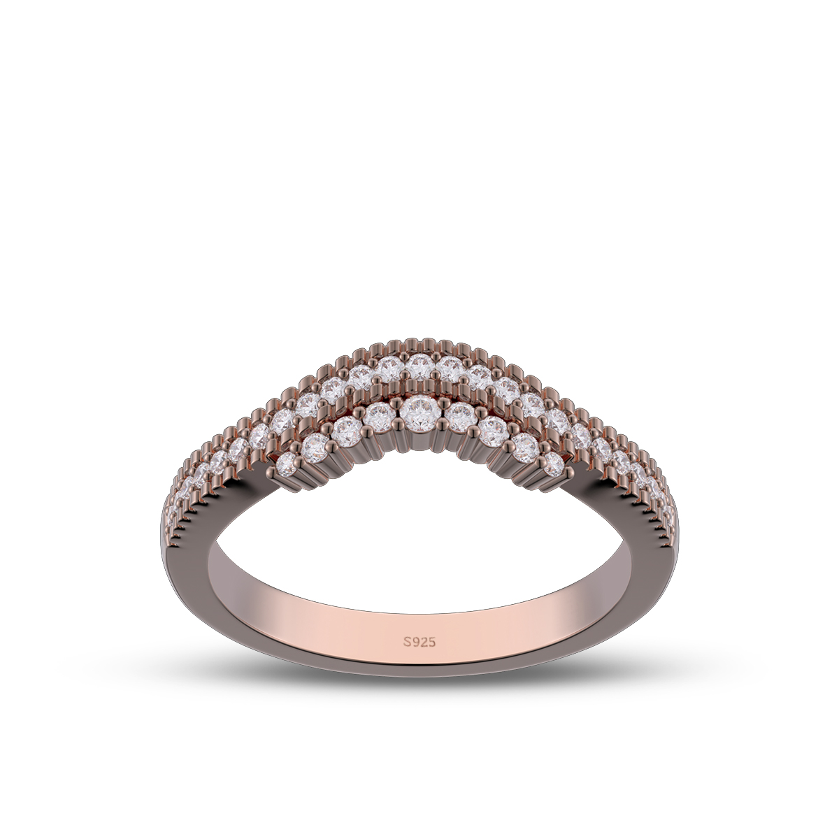 Round Cut Diamond White Sterling Silver Wedding Ring