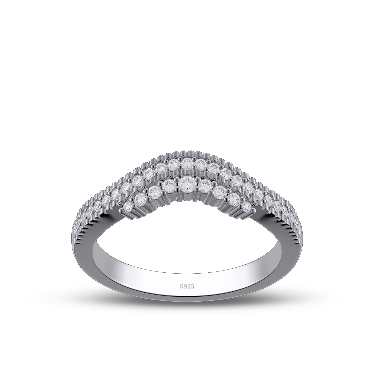 Round Cut Diamond White Sterling Silver Wedding Ring
