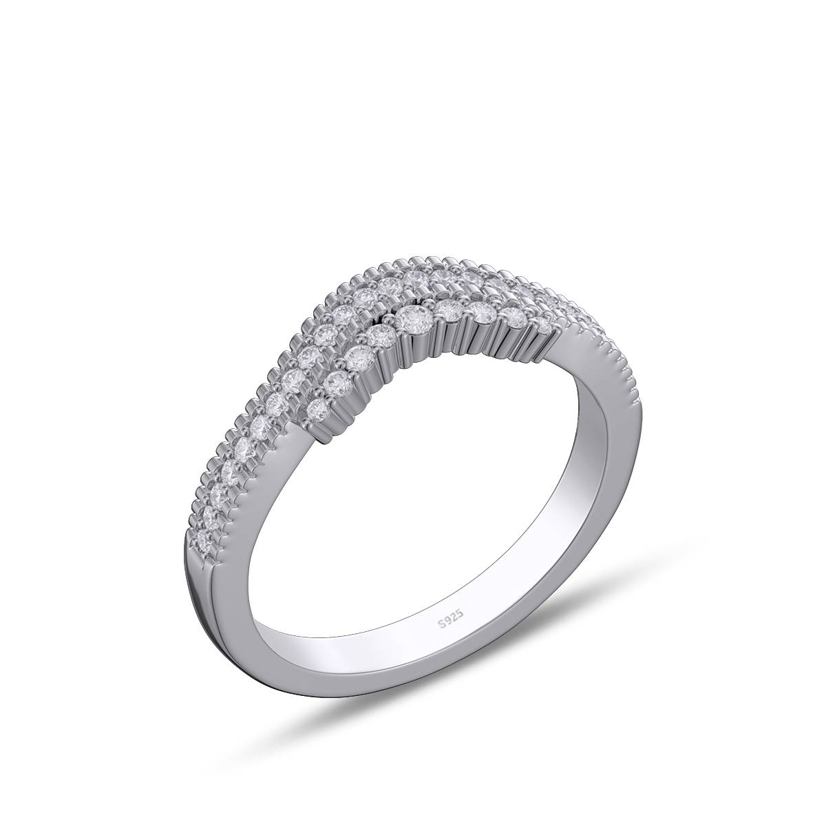 Round Cut Diamond White Sterling Silver Wedding Ring