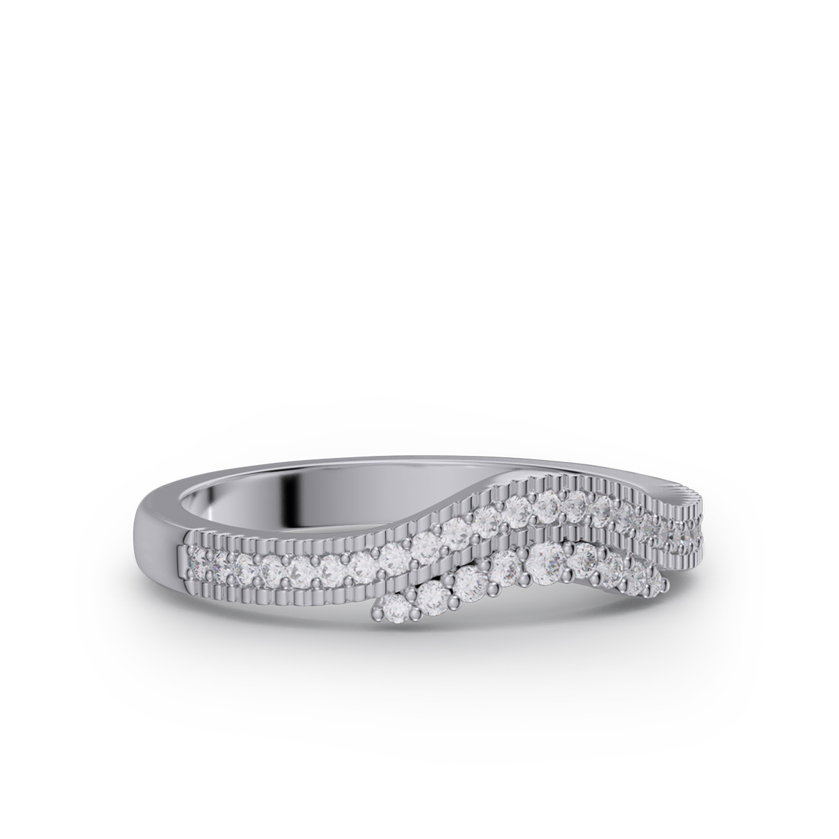 Round Cut Diamond White Sterling Silver Wedding Ring