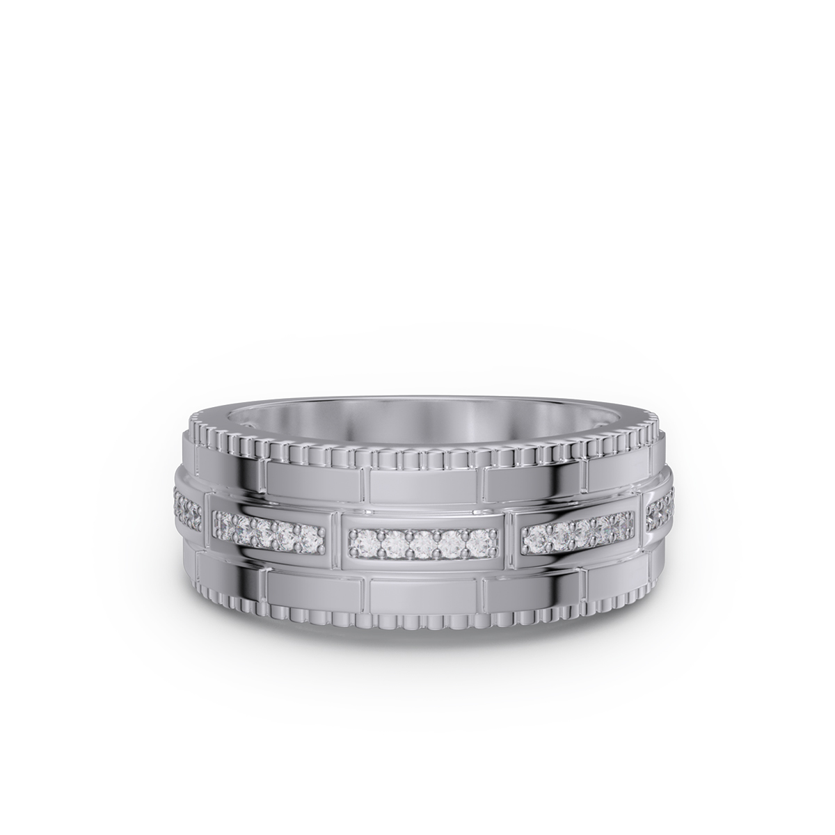 Round Cut Diamond White Sterling Silver Wedding Ring