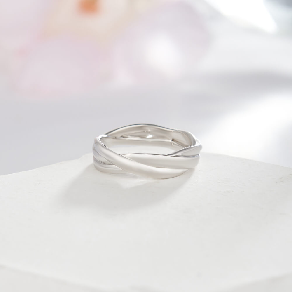 Simple Twisted Design 925 Sterling Silver Band Ring for Women and Men