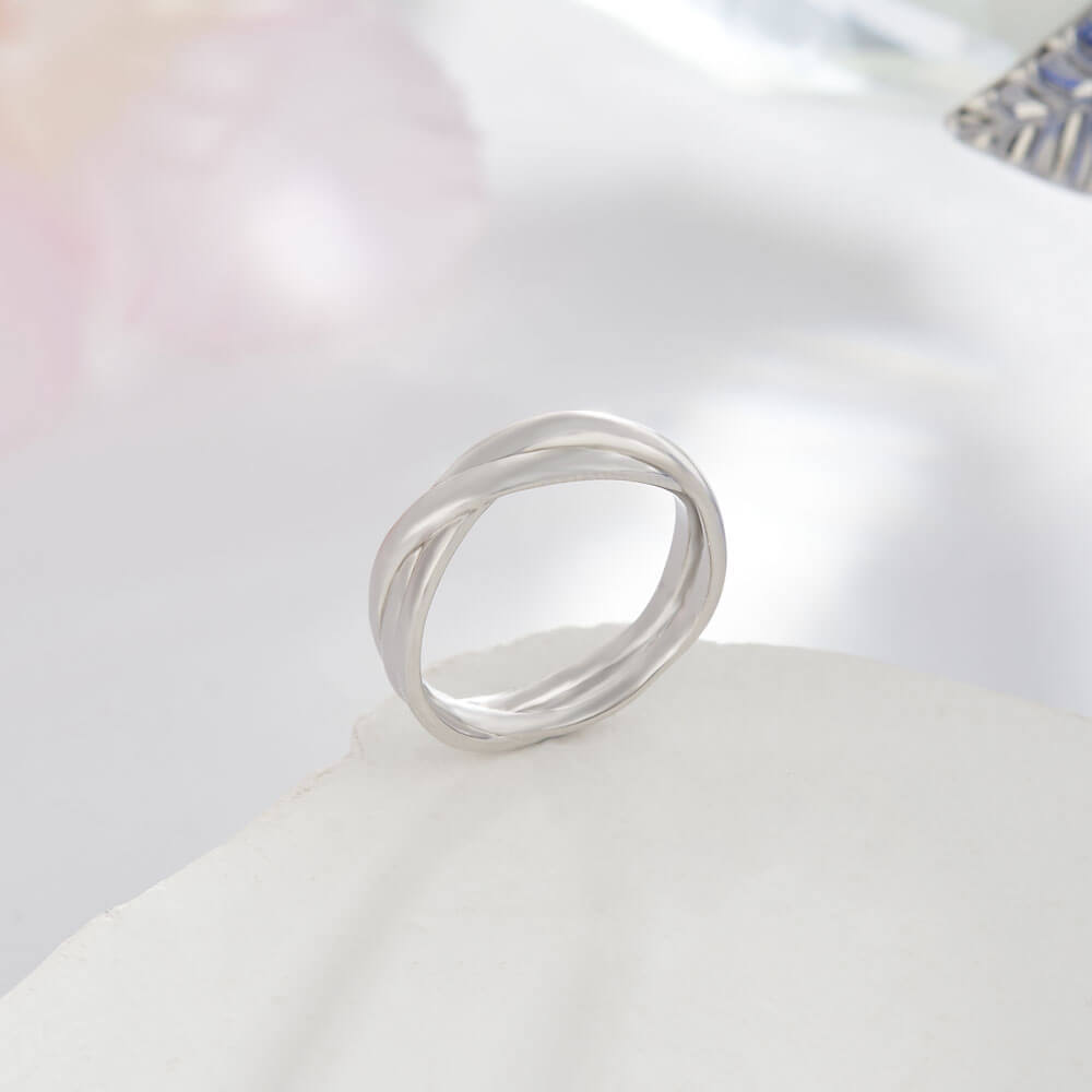 Simple Twisted Design 925 Sterling Silver Band Ring for Women and Men