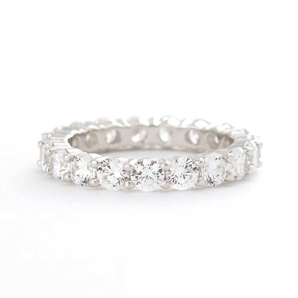 Round Cut Diamond White 925 Sterling Silver Eternity Wedding Ring