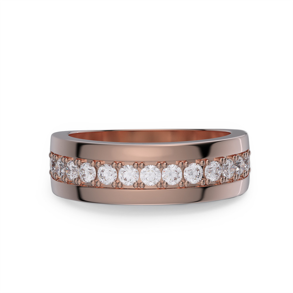 Round Cut Diamond White Sterling Silver Wedding Band Ring