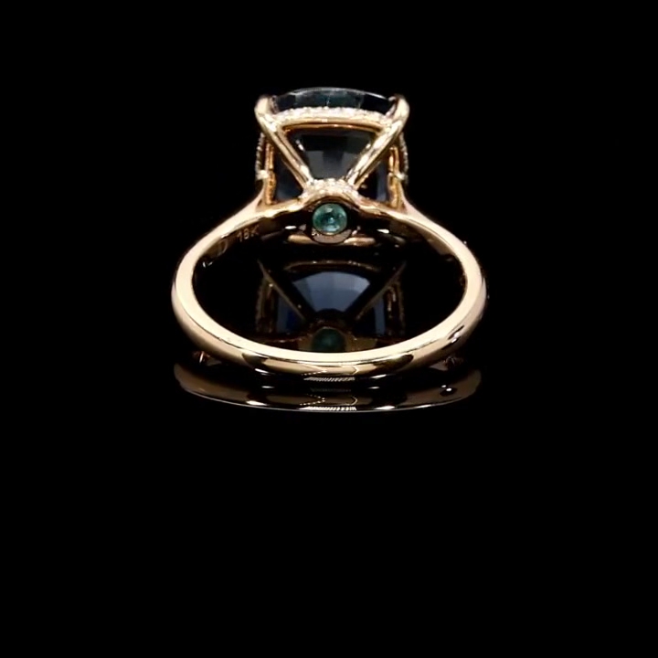 Cushion Cut Sapphire Blue Rose Gold Engagement Ring in 925 Sterling Silver