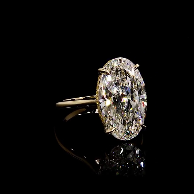 Oval Cut Diamond White Yellow Gold Engagement Ring in Sterling Silver