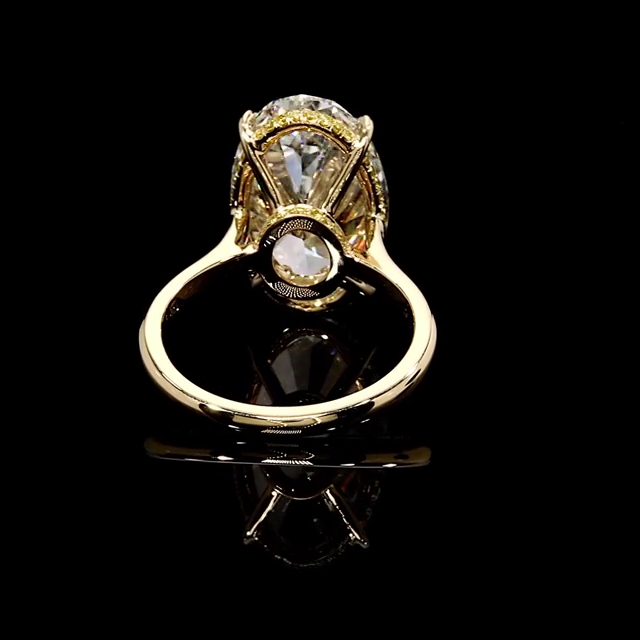 Oval Cut Diamond White Yellow Gold Engagement Ring in Sterling Silver