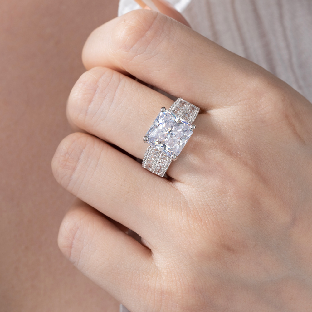 Princess Cut Diamond White 925 Sterling Silver Engagement Ring