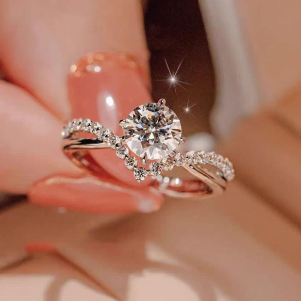 Round Cut Diamond White 925 Sterling Silver Art Deco Engagement Ring