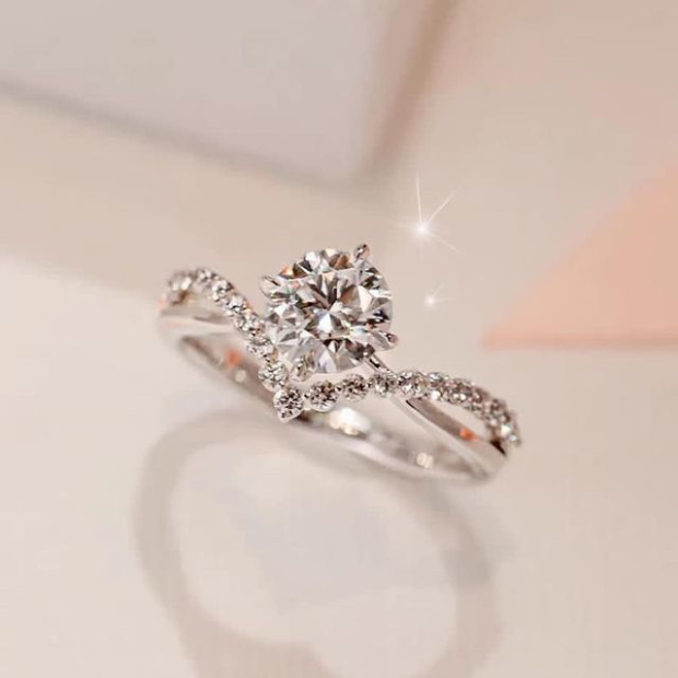 Round Cut Diamond White 925 Sterling Silver Art Deco Engagement Ring