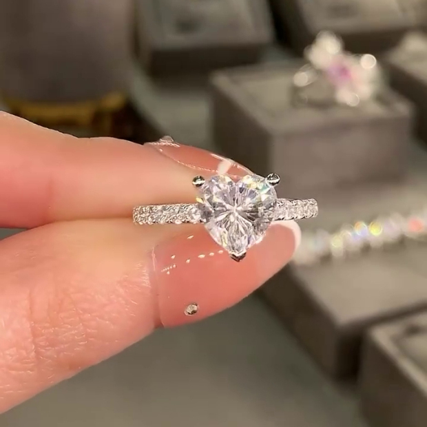 Heart Cut Diamond White Engagement Ring in 925 Sterling Silver